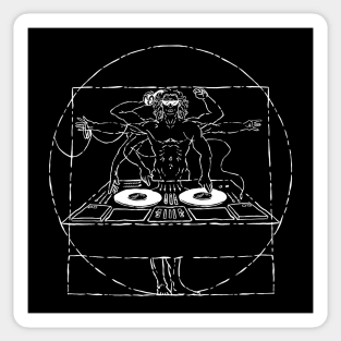 DJ Vitruvian Man Music Dance Party Sticker